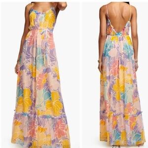 Ramy Brook Ivy Printed Silk Tiered Maxi Dress Medium